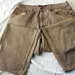 Knockout jeans light brown, relaxed fit, flap back pockets sz40x32